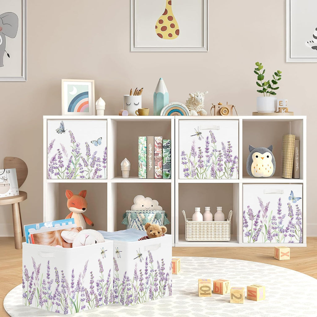 3 Lavender Floral Storage Cubes