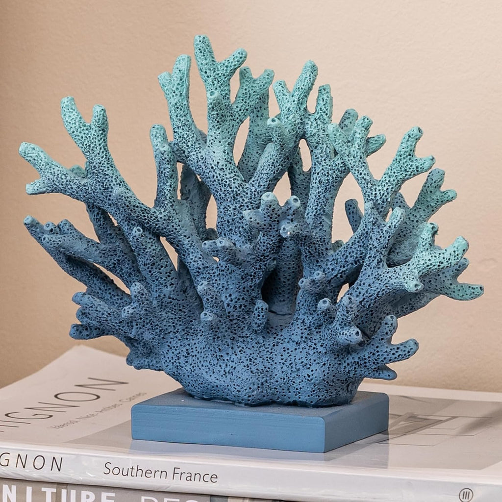 5.8" Blue Resin Coral Decor Statue