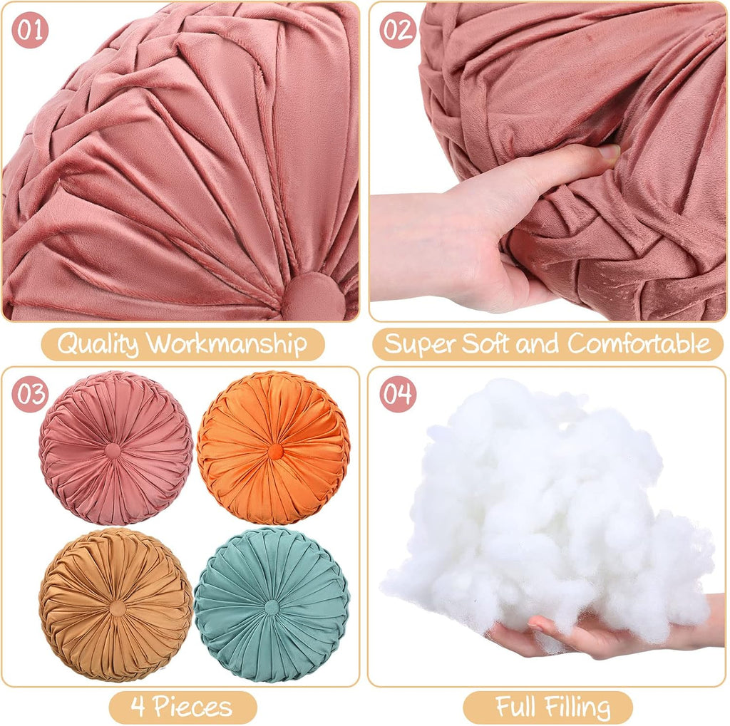 Multicolor Velvet Pumpkin Pillows 4 Pack