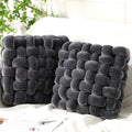 Dark Gray Velvet Knot Pillows 2 Pack