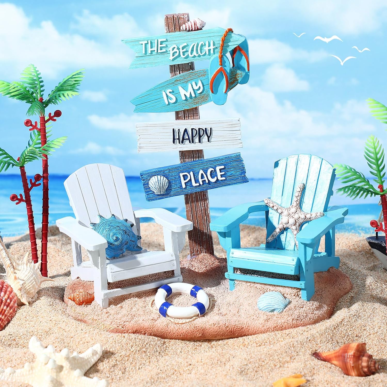 7x7" Coastal Chair Animal Figurine Ornament