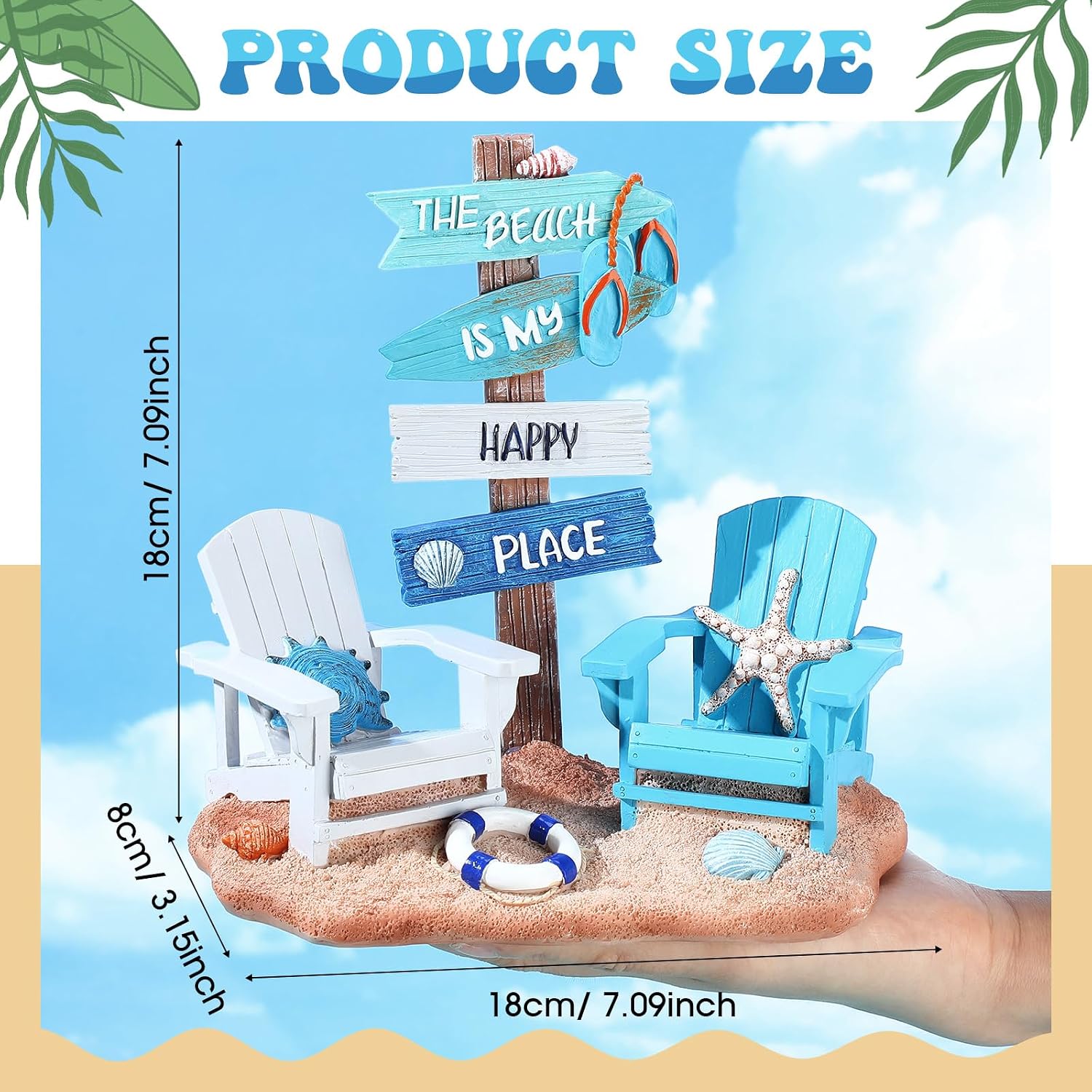 7x7" Coastal Chair Animal Figurine Ornament