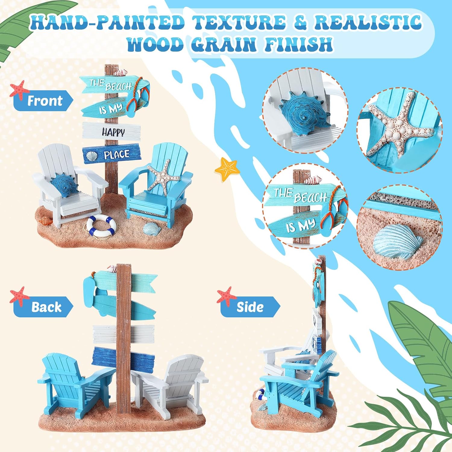 7x7" Coastal Chair Animal Figurine Ornament