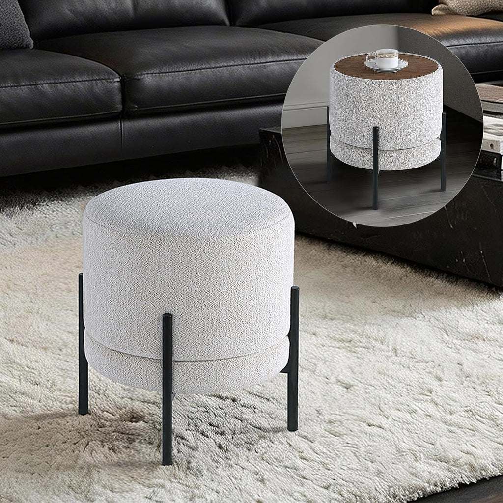 Multifunctional Round Ottoman with Side Table