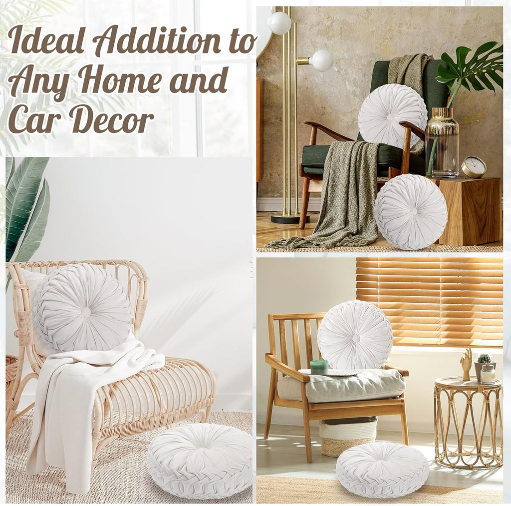Ivory Velvet Pumpkin Pillows 4 Pack