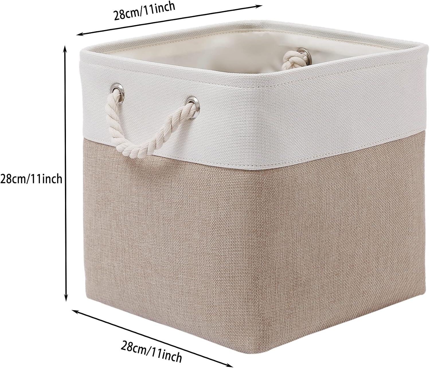 6 White Beige Fabric Storage Bins