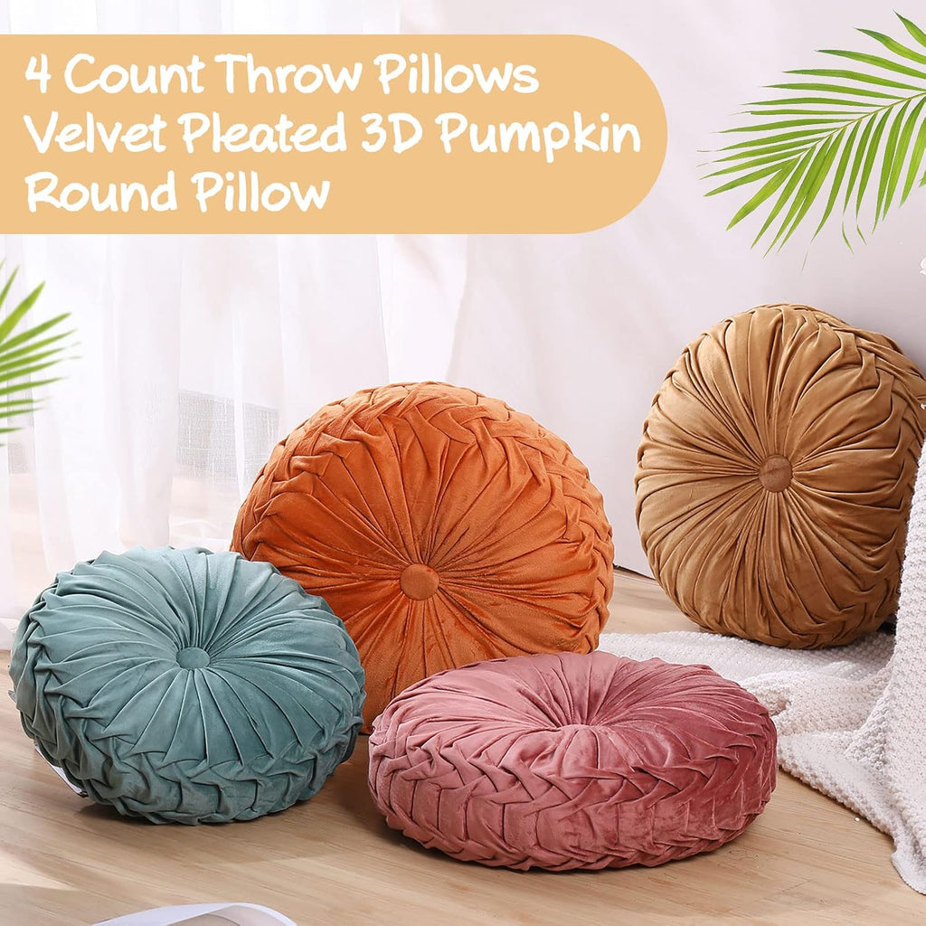 Multicolor Velvet Pumpkin Pillows 4 Pack