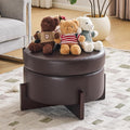 26" Dark Brown Faux Leather Storage Ottoman