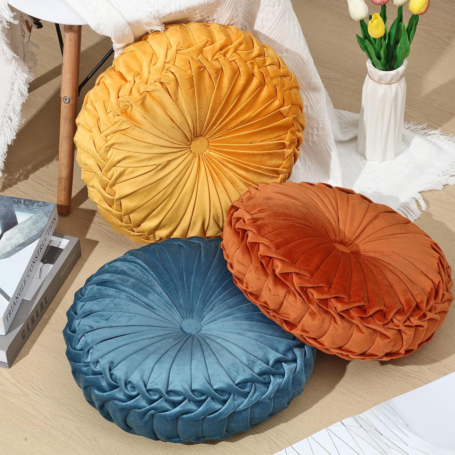 Multicolor Velvet Pumpkin Pillows 3 Pack
