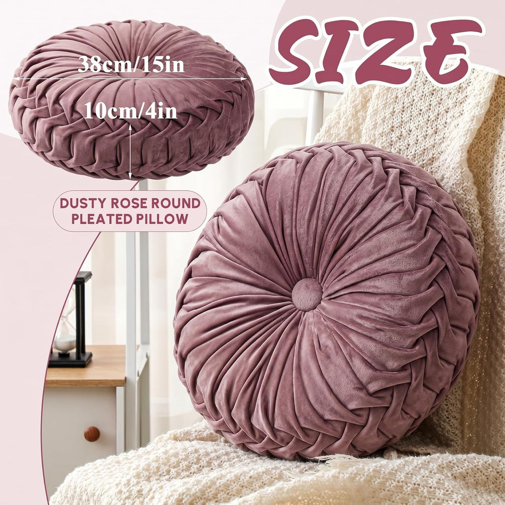 Dusty Rose Pleated Velvet Pumpkin Pillows 2 Pack