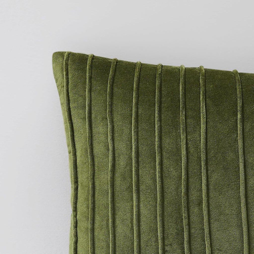 Green Velvet Pleated Pillow Cover 14x24
