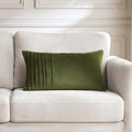 Green Velvet Pleated Pillow Cover 14x24