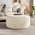 30" Cream Velvet Round Ottoman